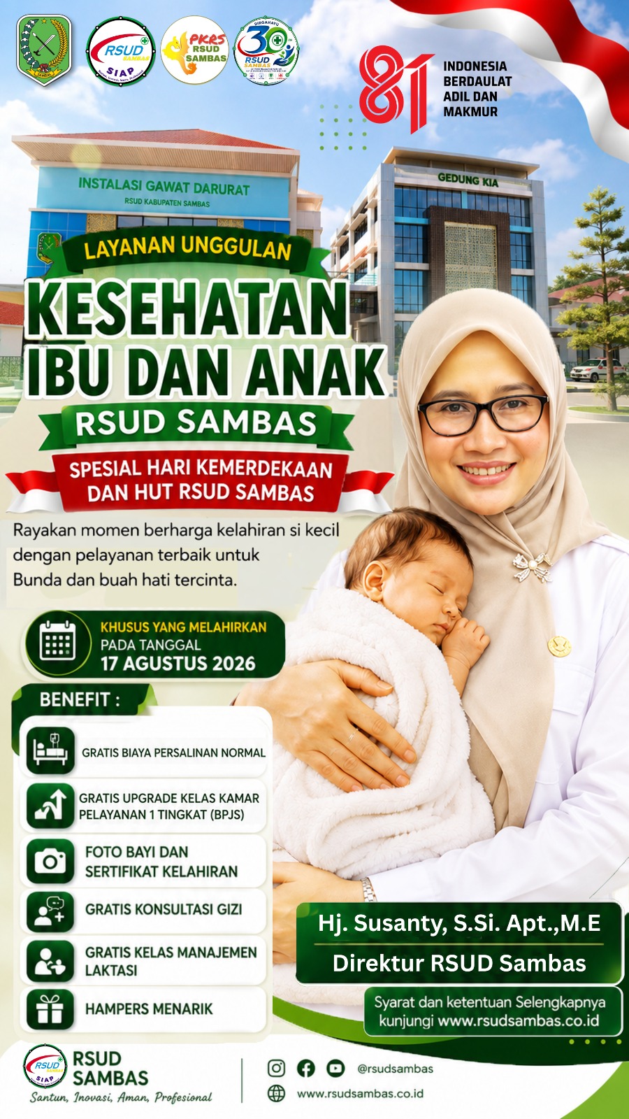 Layanan Unggulan Kesehatan Ibu dan Anak Spesial HUT RI ke-81 dan HUT RSUD Sambas ke-30
